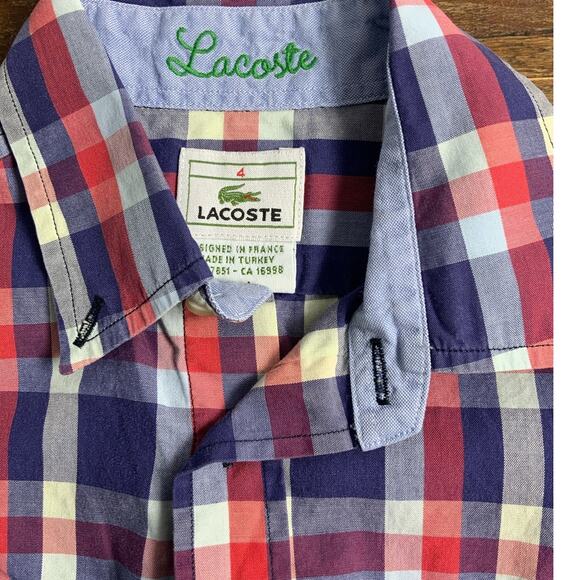 Lacoste Plaid Button down size 4 - Picture 2 of 3